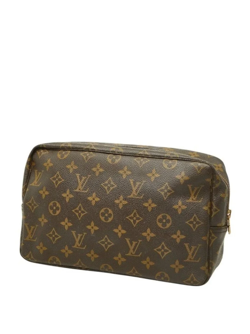 Louis Vuitton Monogram Trousse Toilet 28 Second Bag Brown Leather
